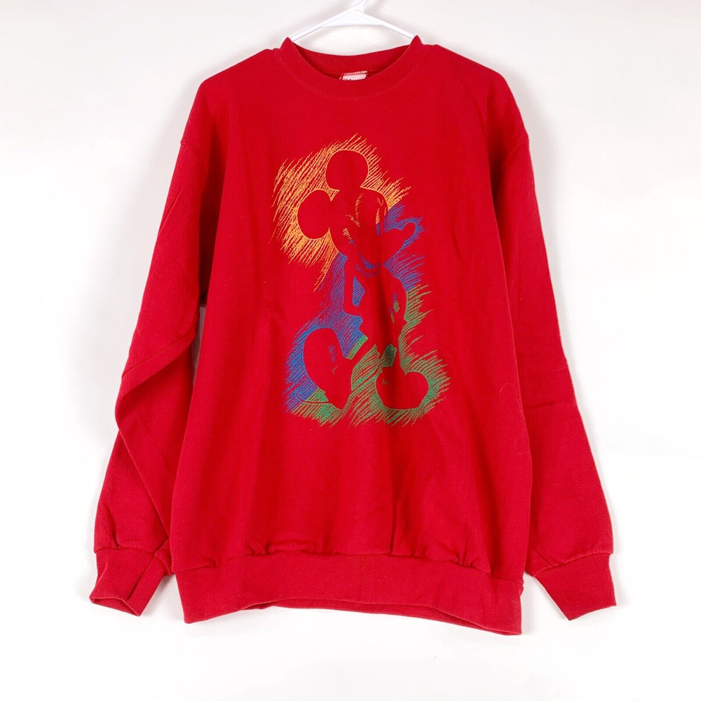 Vintage 90s Disney Designs Mickey Silhouette Red Sweatshirt L XL